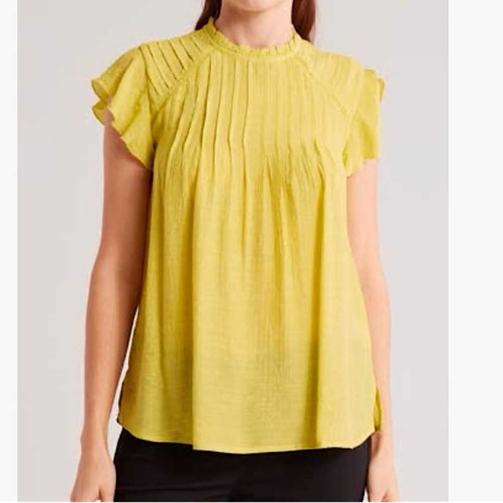 NANETTE LEPORE Ruffle Shift Top Yellow M